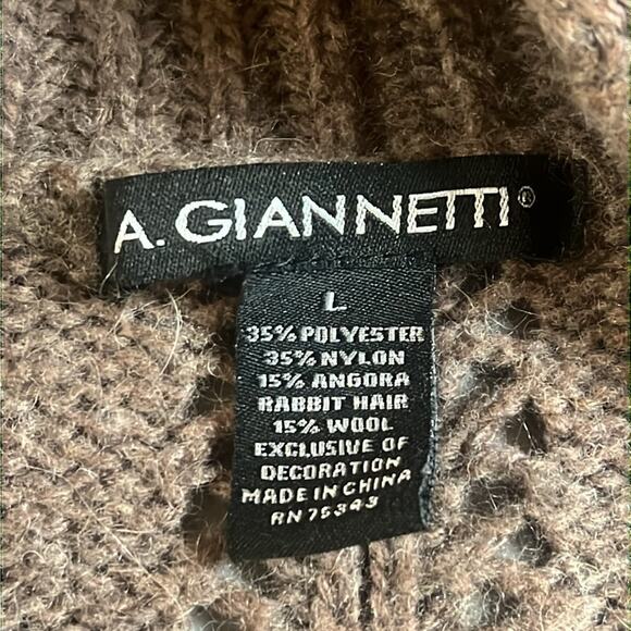 A. Giannetti Tiw Front Brown Sweater Women's Size Large Wool Rabbit Poly Blend ! - Picture 7 of 7